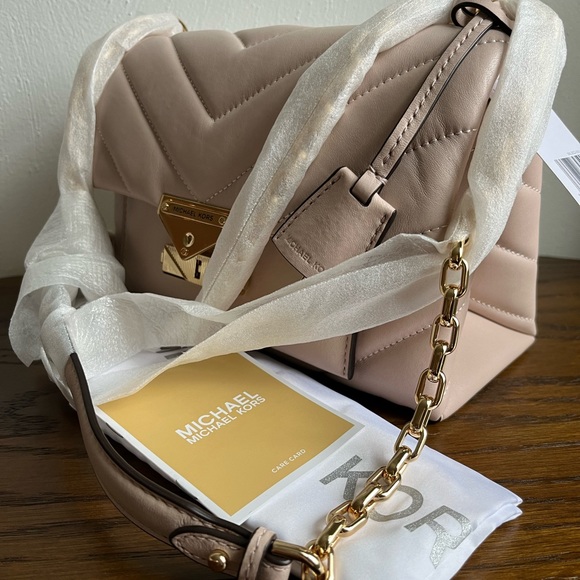 MICHAEL MICHAEL KORS Cece Chevron-Quilted Leather Crossbody- Soft Pink - Picture 9 of 9